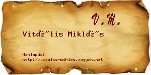 Vitális Miklós névjegykártya